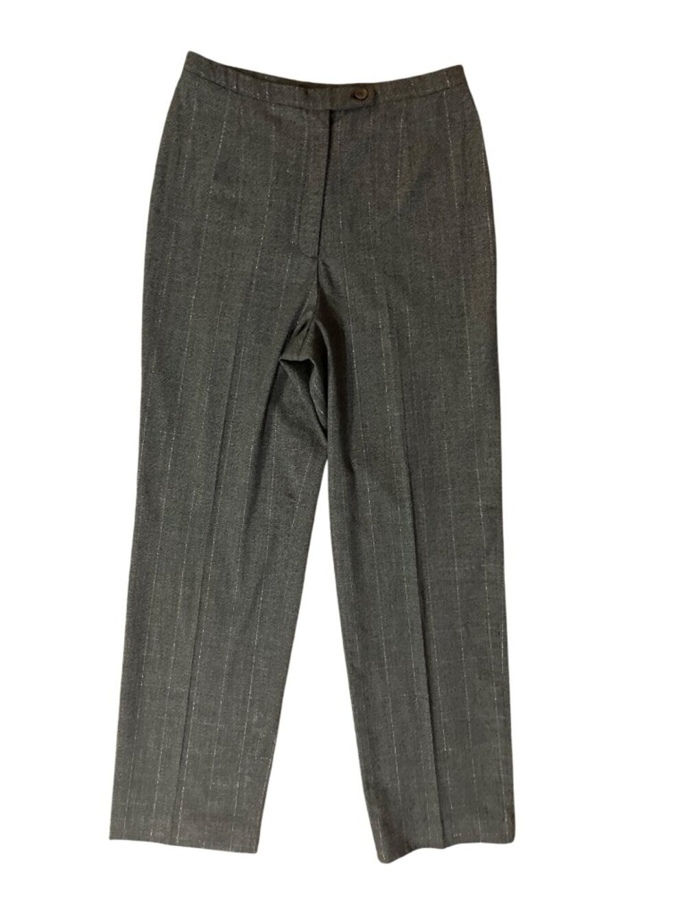 Vintage Worthington Womens 10T Tall Gray Plaid Dress Pants Metallic Stretch Used